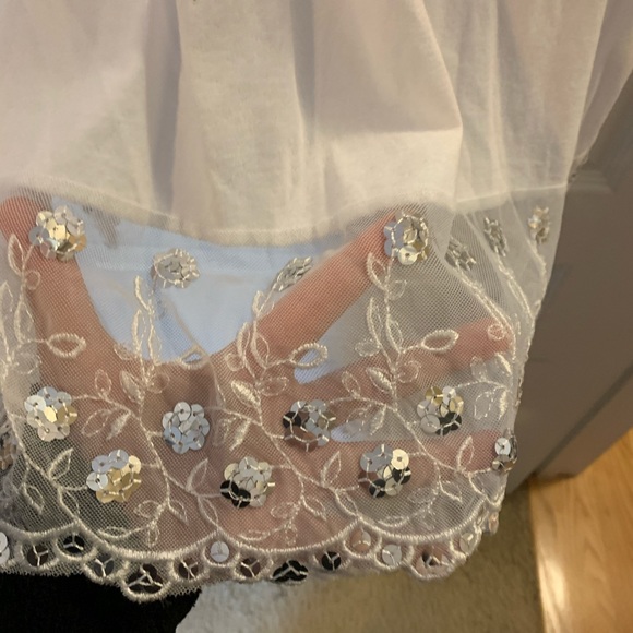 Fashion Bug Vneck Blouse with Sheer Bottom Sequins - Picture 5 of 8